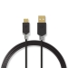 USB-Kabel | USB 2.0 | USB-A Male | USB-C™ Male | 60 W | 480 Mbps | Verguld | 3.00 m | Rond | PVC | Antraciet | Doos